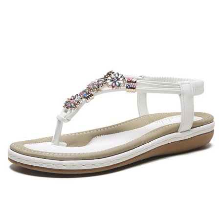 

Microfiber Leather Sandals, White, Sandals