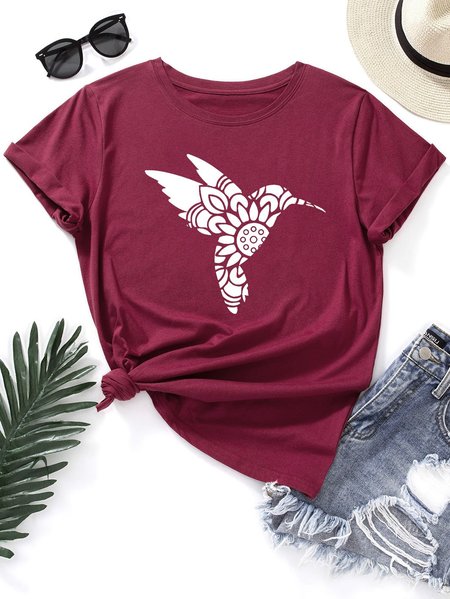 

Hummingbird Women's round neck T-shirt, Burgundy, T-shirts