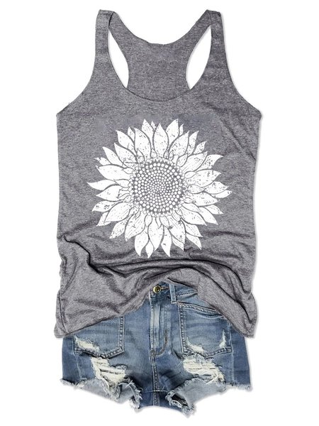 

Sunflower Graphic Tank Top, Gray, Tank Tops