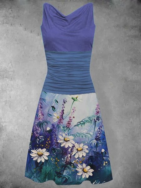

Sleeveless Polyester Cotton Vintage Weaving Dress, Multicolor, Dresses