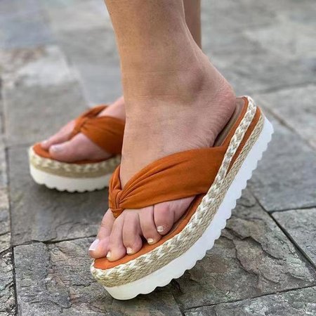 

Fabric Summer Sandals, Brown, Sandals & Slippers