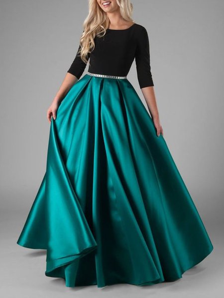 

Maxi Dresses Swing Daily Color-Block Dress, Green, Maxi Dresses