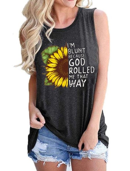 

senza maniche Casuale Top, Bianco grigio, Tank Top