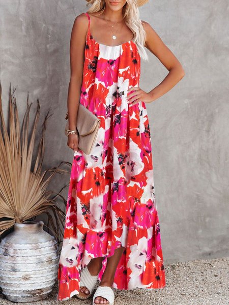 

Abito Floreale senza maniche Bohemian Dritto, Rosa scuro, Dresses