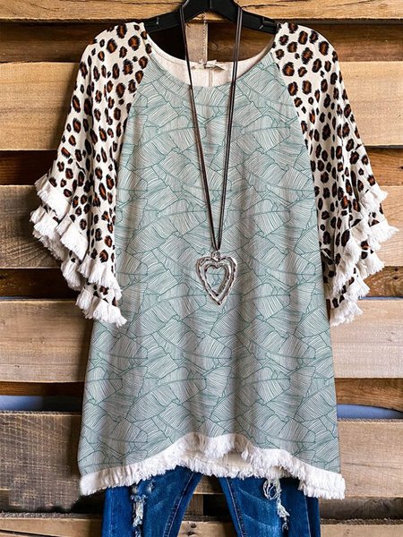 

O-Neck Short Sleeve Cotton-Blend Shirts & Tops, Green, T-shirts