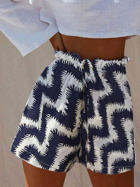 

Pantaloni a Righe Casuale, Bianco-blu, Shorts
