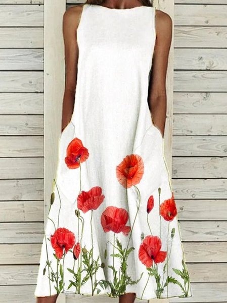 

Boho Sleeveless Women Dress, White, Maxi Dresses