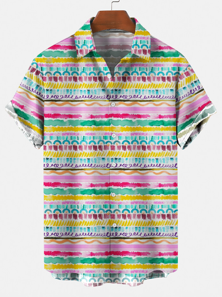 

Printed Shirt Collar Shirts & Tops, Color, Short Sleeves Shirts