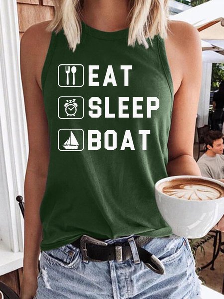 

Eat Sleep Boat Women's Sleeveless Shirt, Dark green, Tank Tops