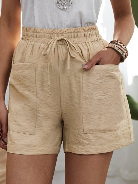 

Casual Pockets Shorts, Apricot, Shorts