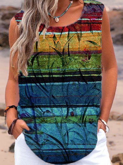 

Casual Cotton-Blend Shift Tanks & Camis, As picture, Tanks & Camis