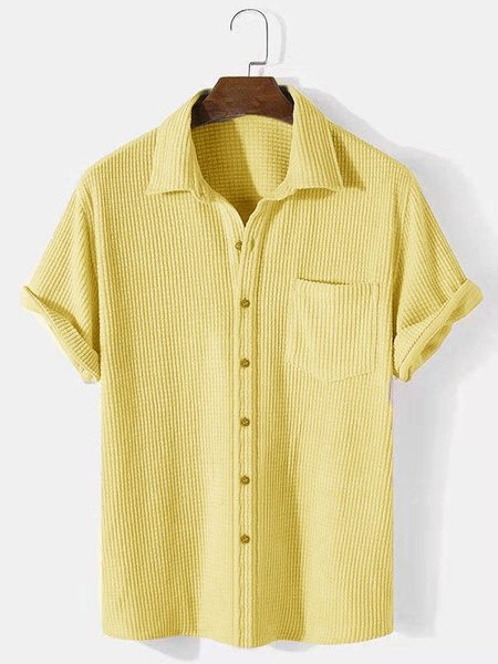 

2021 ethnic retro striped Hawaiian shirt, Yellow, Men's shirts