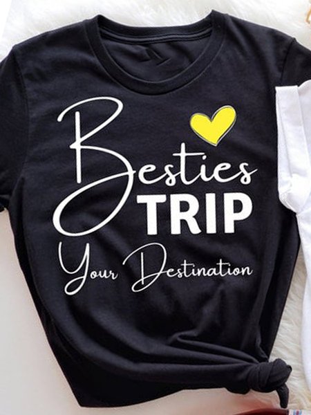 

Besties Trip Your Destination Couple T-Shirts, Black, Sister T-shirts