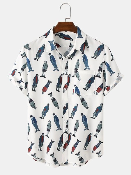 

Work Shirt Collar Shirts & Tops, As picture, Short Sleeves Shirts