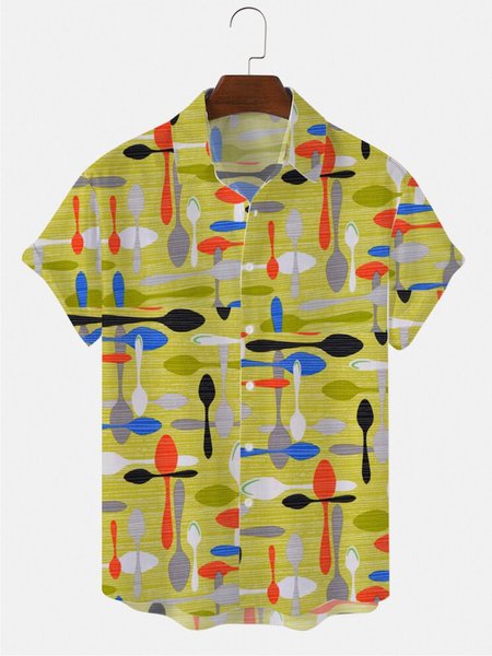 

Shirt Collar Shirts & Tops, As picture, Short Sleeves Shirts