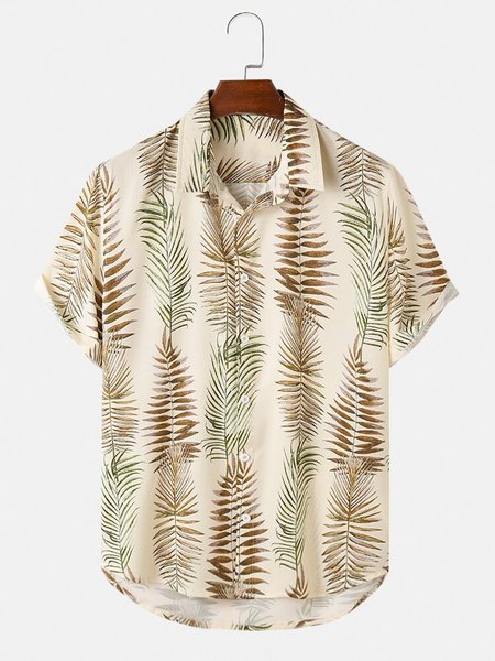 

Floral Shirt Collar Printed Shirts & Tops, As picture, Short Sleeves Shirts