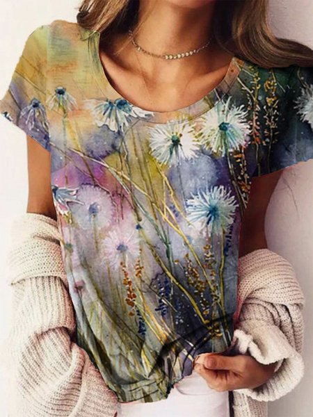 

Floreale Dolce Girocollo Camicie & Top, Viola, T-Shirts