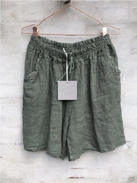 

Plain Casual Cotton-Blend Pants, Army green, Shorts