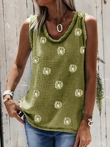 

Casuale senza maniche Piante Scollo a Barchetta Camicie & Top, Giallo, Blouses & Shirts