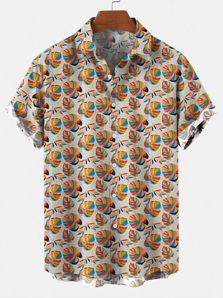 

Shirt Collar Printed Vintage Shirts & Tops, Color, Short Sleeves Shirts