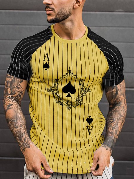 

Regular Fit Short Sleeve Casual t-Shirt for Men, Yellow, Men's Clothing