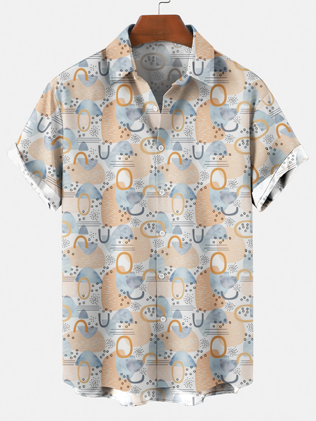 

Cotton-Blend Casual Geometric Shirts & Tops, Color, Short Sleeves Shirts