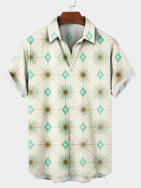 

Shirt Collar Geometric Shirts, Khaki, Men's Floral shirt
