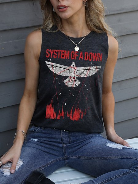 

System Of A Down Cotton-Blend Women Vests, Black, Tank Tops