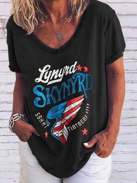 

Aerosmith V Neck Short Sleeve Women Tee, Black, T-shirts