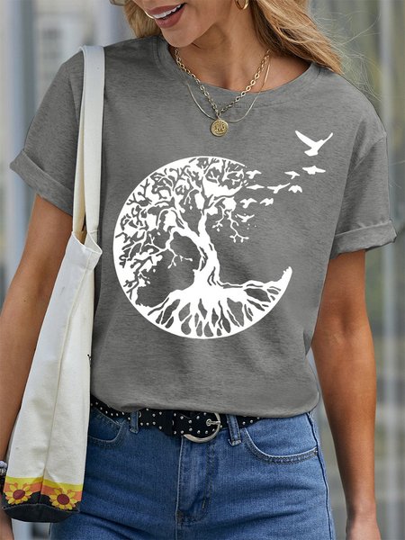 

Life Tree Birds Women's T-Shirt, Grey, T-shirts