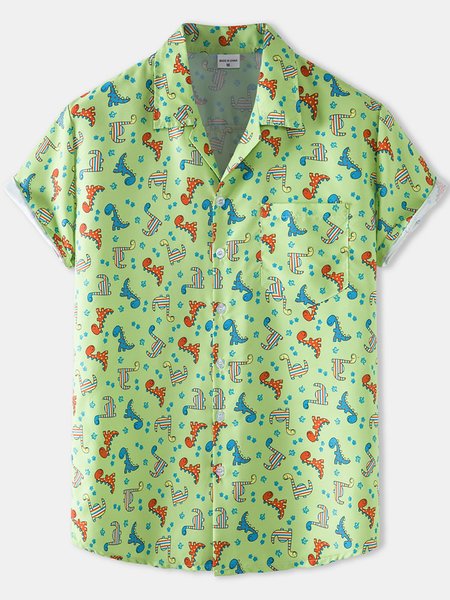 

Men's Dinosaur Basic Shirts, Green, Short Sleeves Shirts