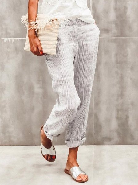 

Casual Pants, White-black, Pants