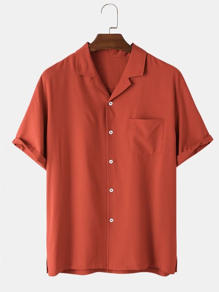 

Men's New Style Short Sleeve Casual Loose Shirt, Red, Men's Floral shirt