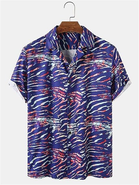 

Short Sleeve Casual Shirt for Men, Purplish blue, Short Sleeves Shirts