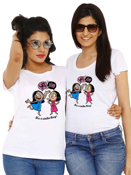 

Casual Friend Matching Shirts, White, Sister T-shirts