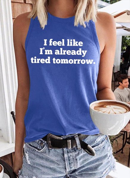 

Casual Cotton-Blend Shirts & Tops, Blue, Tank Tops