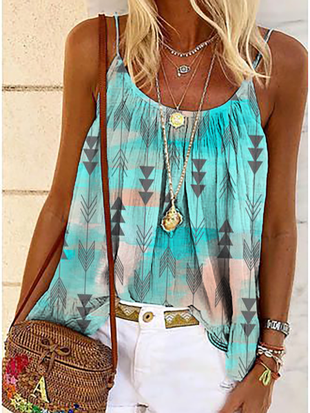 

Plus size Casual Boho Sleeveless Shirts & Tops, Blue, Tops