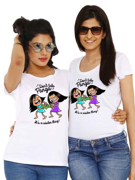 

Casual Friend Matching Shirts, White, Sister T-shirts