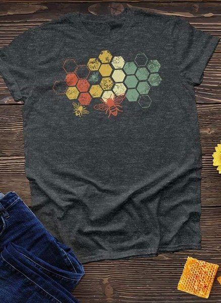 

Bee Casual Floral Women Tee, Black, T-shirts
