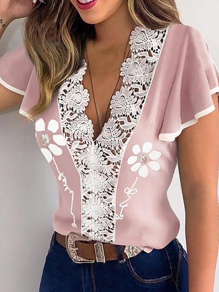

Aderente Lavoro Maniche Corte Superiore, Rosa, Blouses & Shirts
