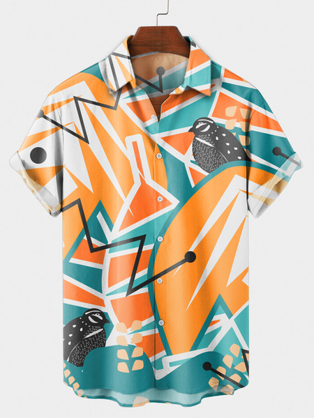 

Geometric Shirts & Tops, Orange, Short Sleeves Shirts