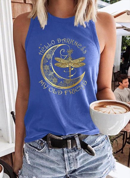 

Hello Darkness My Old Friend Graphic Top Vest, Light blue, Tank Tops