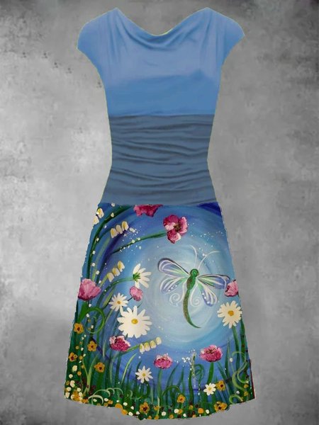 

Abito Vintage Floreale Animale Cotone, Blu, Dresses