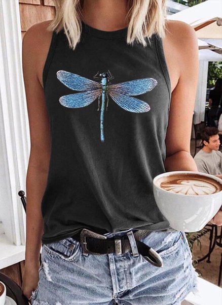 

Casual O-Neck Shirts & Tops, Black, Tank Tops