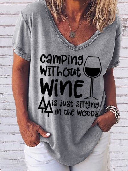 

Camping Without Wine Women's T-Shirt, Grey, T-shirts
