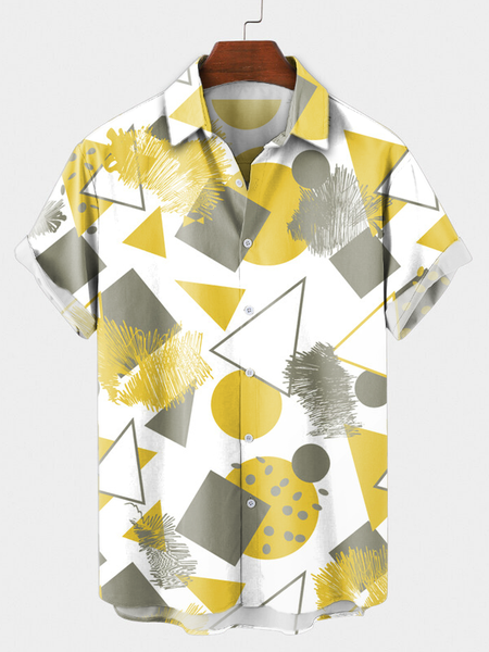 

Casual Shirt Collar Shirts & Tops, Yellow, Short Sleeves Shirts