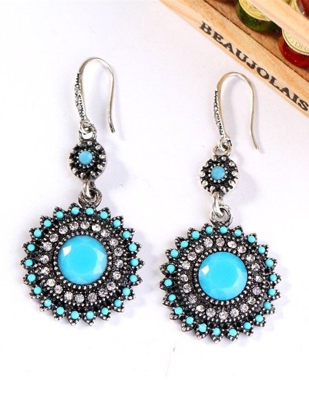 

Alloy Earrings, Blue-silver, Accessories