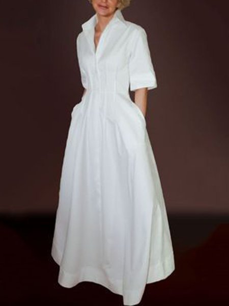 

Elegante Mezza Manica A-line Abito, Bianco, Dresses