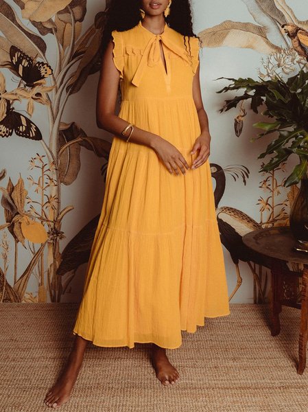 

Casual Sleeveless Crew Neck Midi Dress, As picture, Midi Dresses