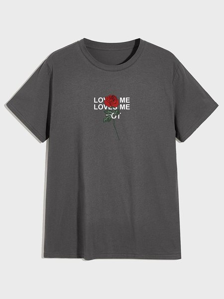 

Loves Me Loves Me Not Rose Graphic Tee, Deep gray, T-shirts